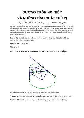 Đường tròn nội tiếp và những tính chất thú vị